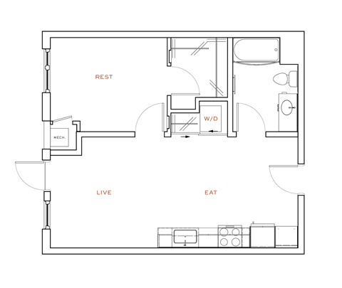 A floor plan of a house with labeled rooms.